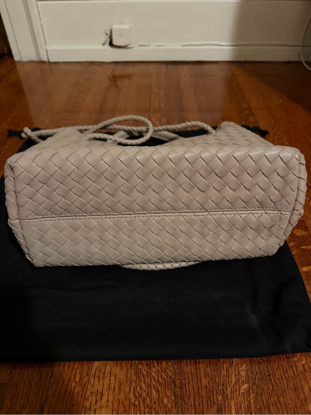 Romy Handwoven Satchel -Taupe Leather Shoulder Bag - Picture 2 of 6